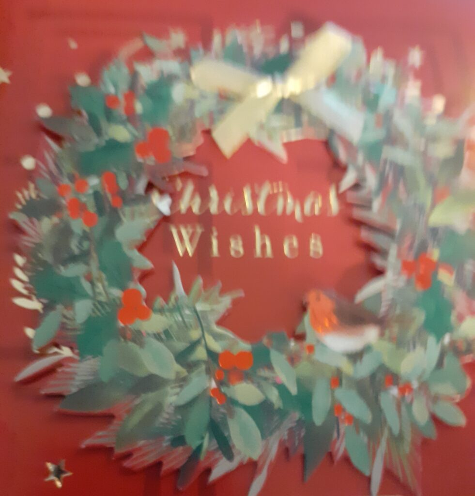 Blurred photo of a Christmas card
